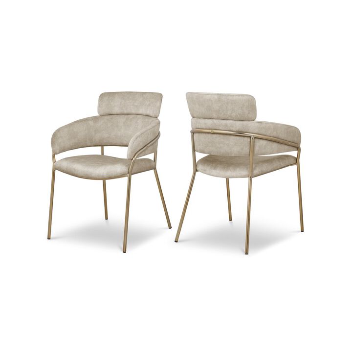 Meridian Furniture Yara Stone Velvet Dining Chair, Set of 2