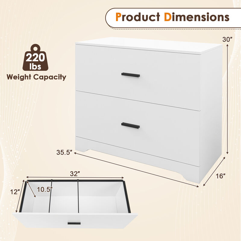 Lateral File Cabinet with 2 Drawers and Adjustable Hanging Bars for Letter Files image number 4
