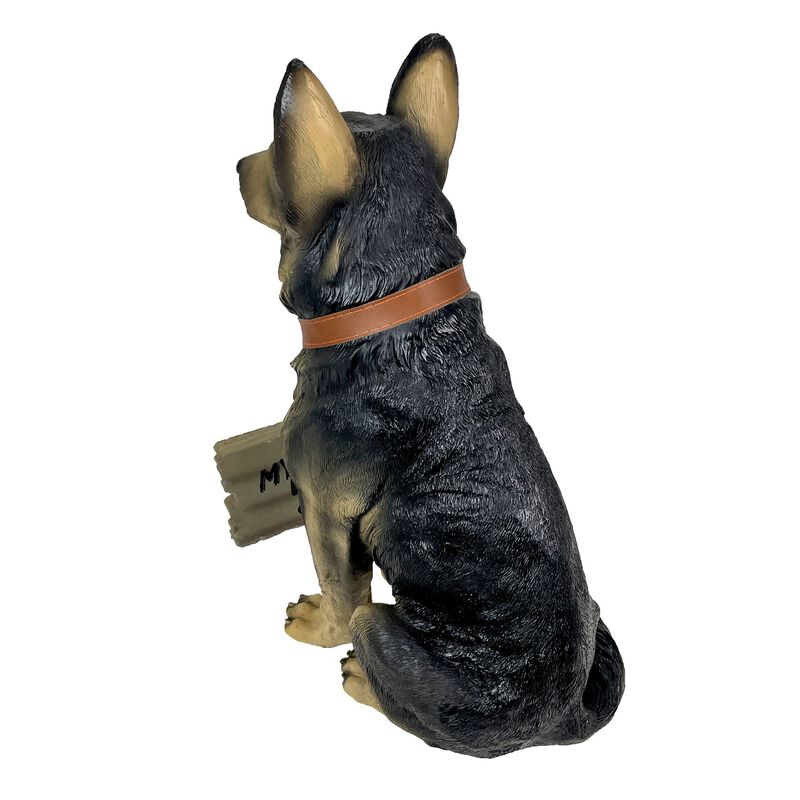 I Don't Dial 911 German Shepherd Guard Dog Warning Statue image number 3