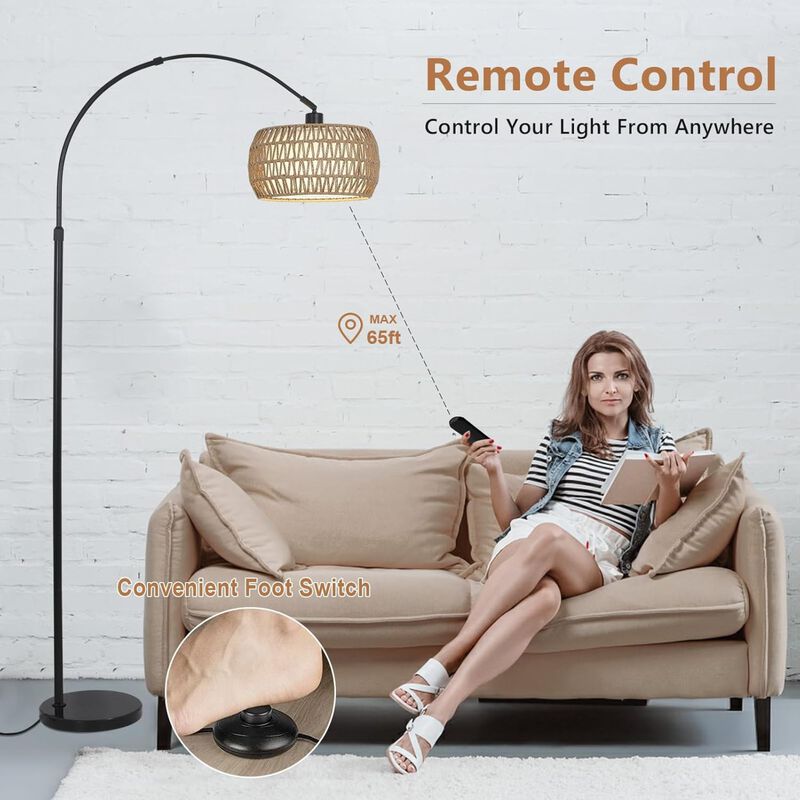 ELEMENT ACE Arc Floor Lamp with Stepless Dimmable Lighting, Multiple Control Options, Adjustable Height, Stable Anti-Tip Base for Living Room Bedroom Reading Use image number 3