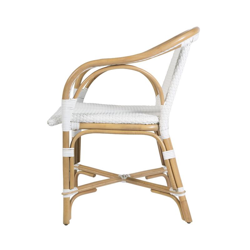 Butler Specialty Portofino 18.75 in. Seat Height Rattan Arm Chair, White and Navy image number 5