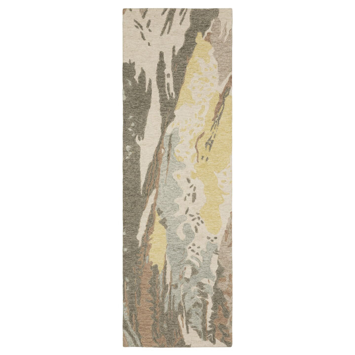 HomeRoots Wool Abstract Hand Tufted Runner Rug