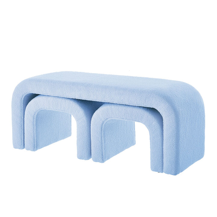Merax Set of 3 U-Shaped Modern Bench Teddy Ottoman Bench