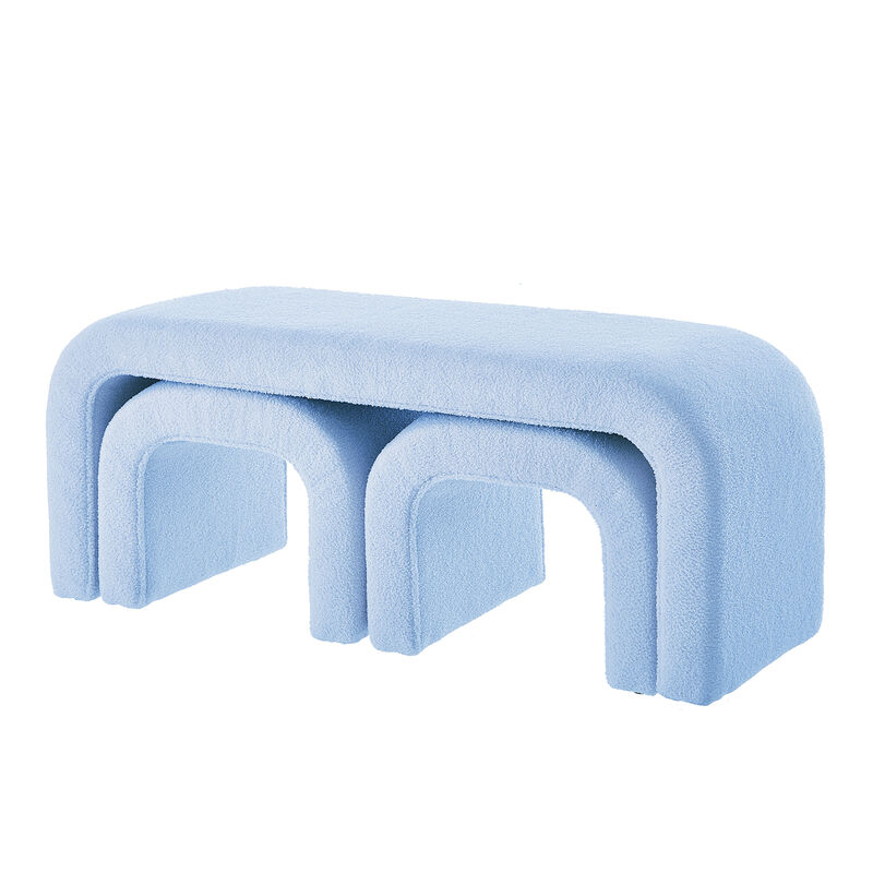 Merax Set of 3 U-Shaped Modern Bench Teddy Ottoman Bench image number 0