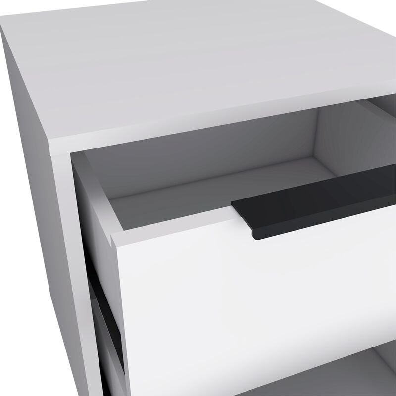 HomeRoots 19" White Wood Two Drawer Nightstand image number 4