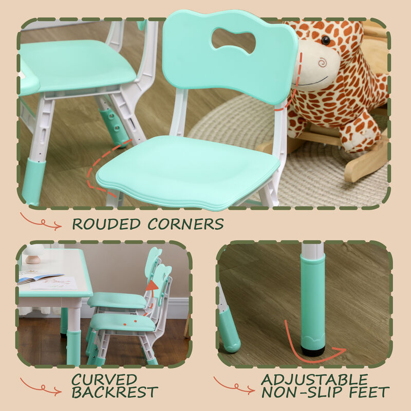 Kids Table and Chair Set，Adjustable Height, Easy to Clean Table Surface