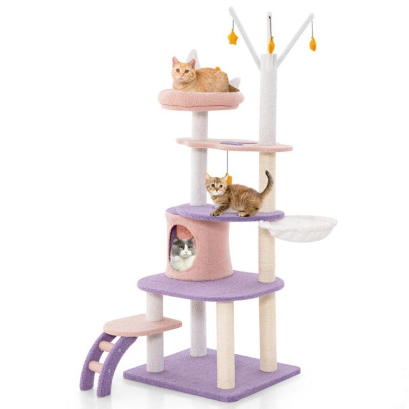 Hivvago Multi-level Cat Tower with Sisal Covered Scratching Posts for Small Cats