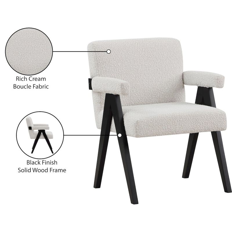 Meridian Furniture Woodloch Cream Boucle Fabric Accent Chair
