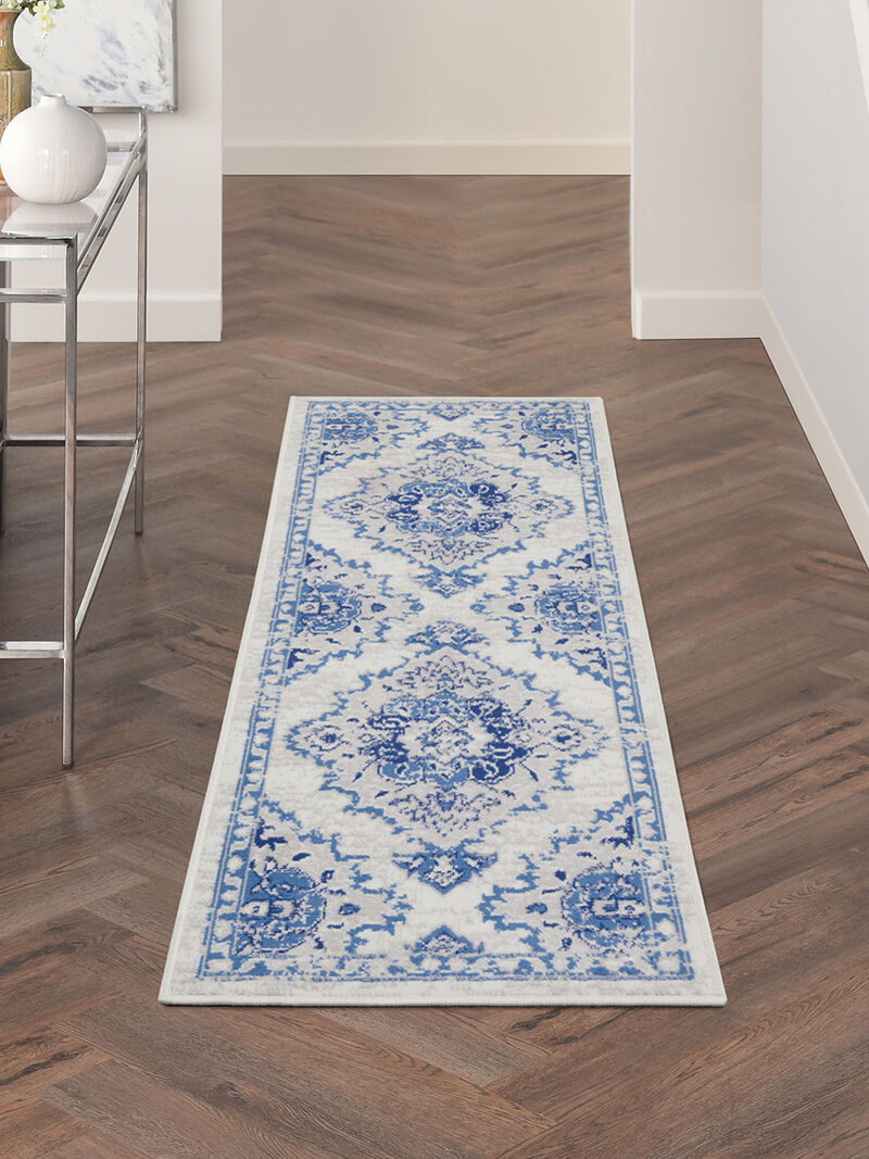Whimsicle WHS14 Ivory/Blue 2' x 8' Rug image number 6