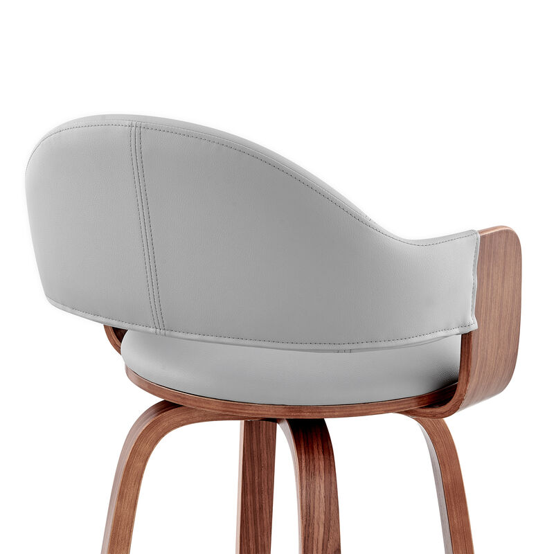 Daxton Gray Faux Leather and Walnut Wood Bar Stool image number 6