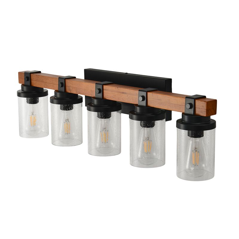 ELEMENT ACE 5-Light Wall Mount Lamp with Clear Glass Shades, Moisture & Corrosion Resistant Vanity Lighting for Bathroom Kitchen Dining Room, Easy to Install image number 0