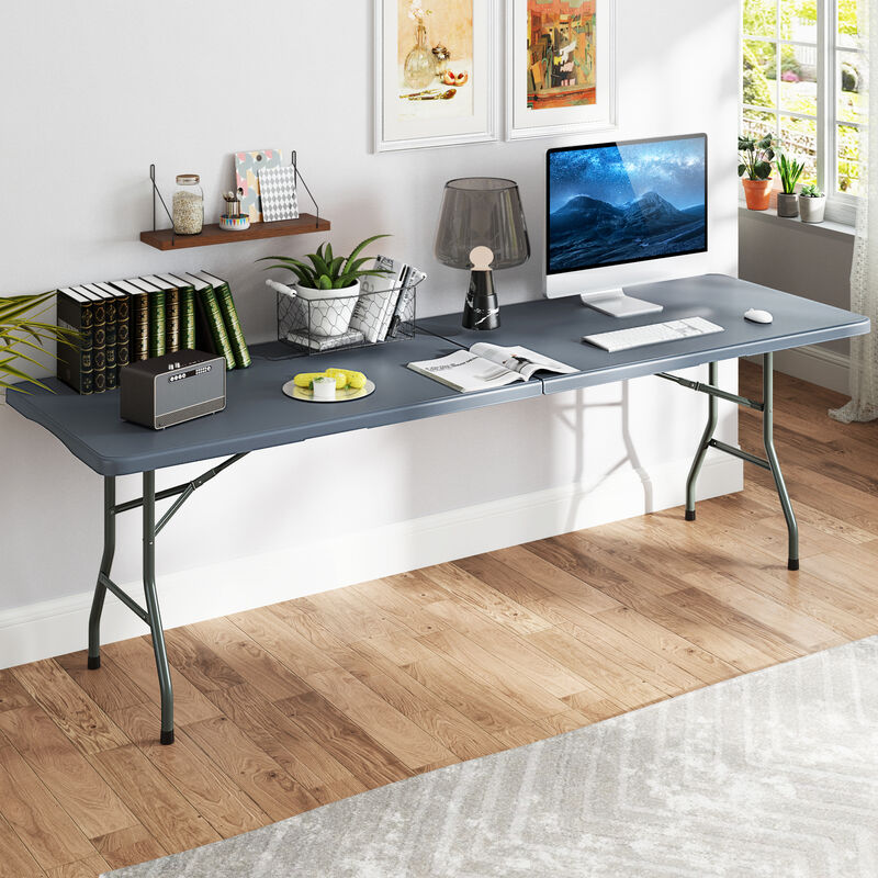 Portable Folding Table 350 LBS Fold-in-Half Table with HDPE Tabletop