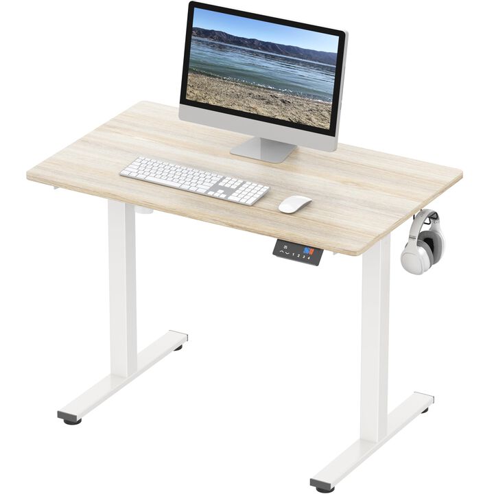 SHW Memory Preset Electric Height Adjustable Standing Desk, 40 x 24 Inches, Maple