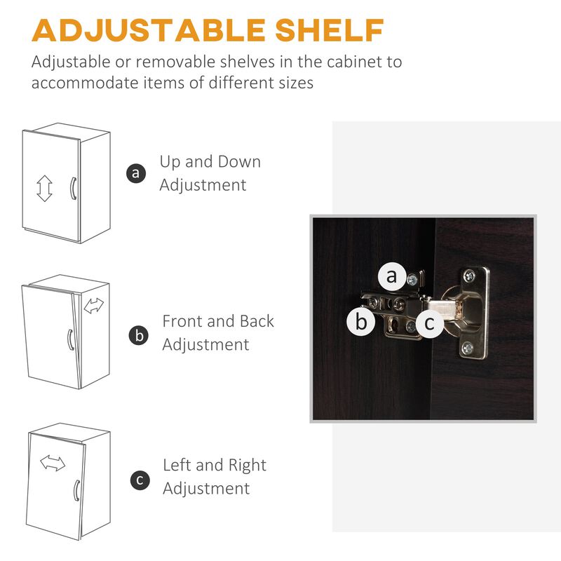 Dark Walnut Buffet: Kitchen Sideboard with Adjustable Shelf