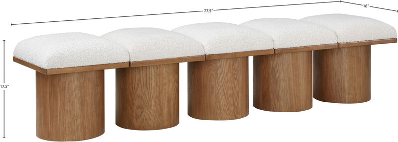 Meridian Furniture Pavilion Cream Boucle Fabric Bench