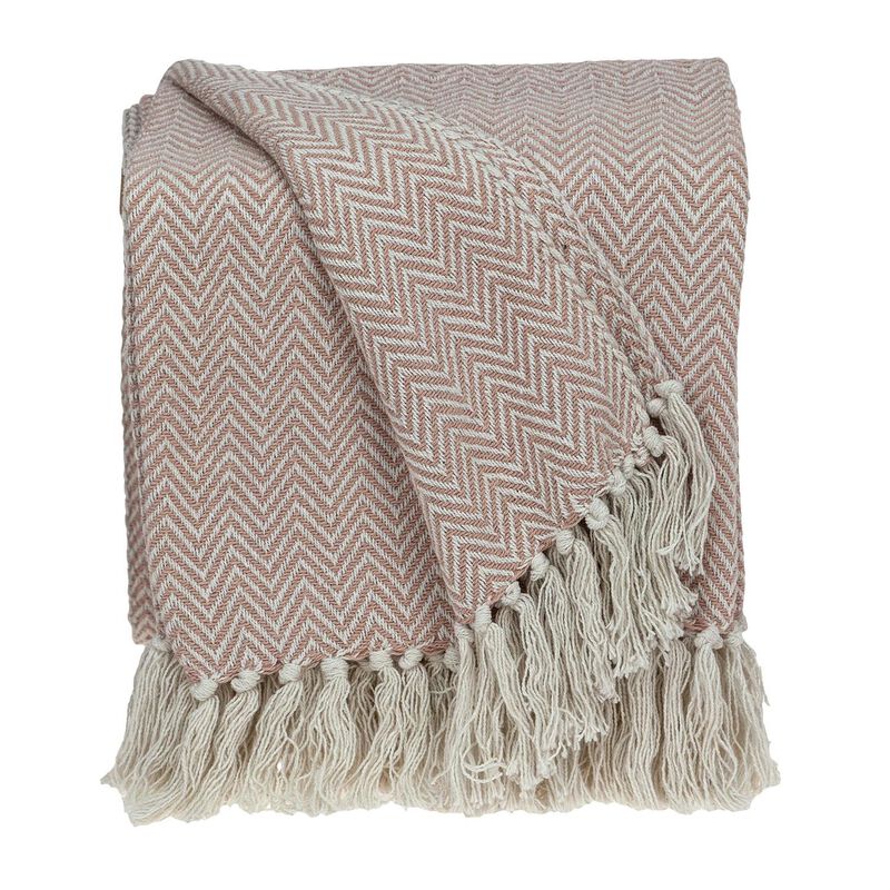 HomeRoots Pink Woven Cotton Solid Color Reversable Throw image number 0