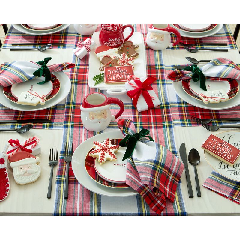 Solino Home 100% Pure Linen Table Runner - Stewart Plaid