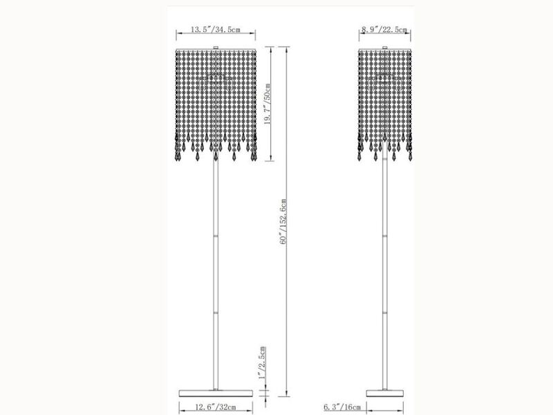 Crystal Raindrop Floor Lamp – 60" Tall, Silver Finish, E12 Bulbs, Romantic Accent Light
