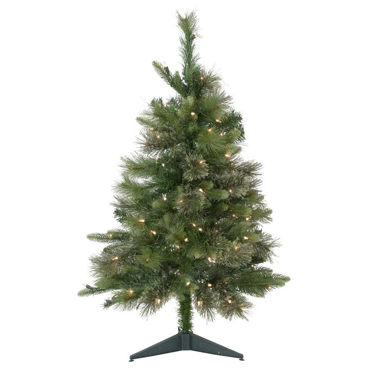 3' Pre-Lit Kingston Cashmere Pine Full Artificial Christmas Tree  Clear Lights