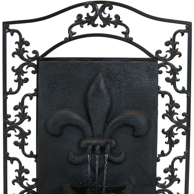 Sunnydaze French Lily Polystone Outdoor Wall Fountain