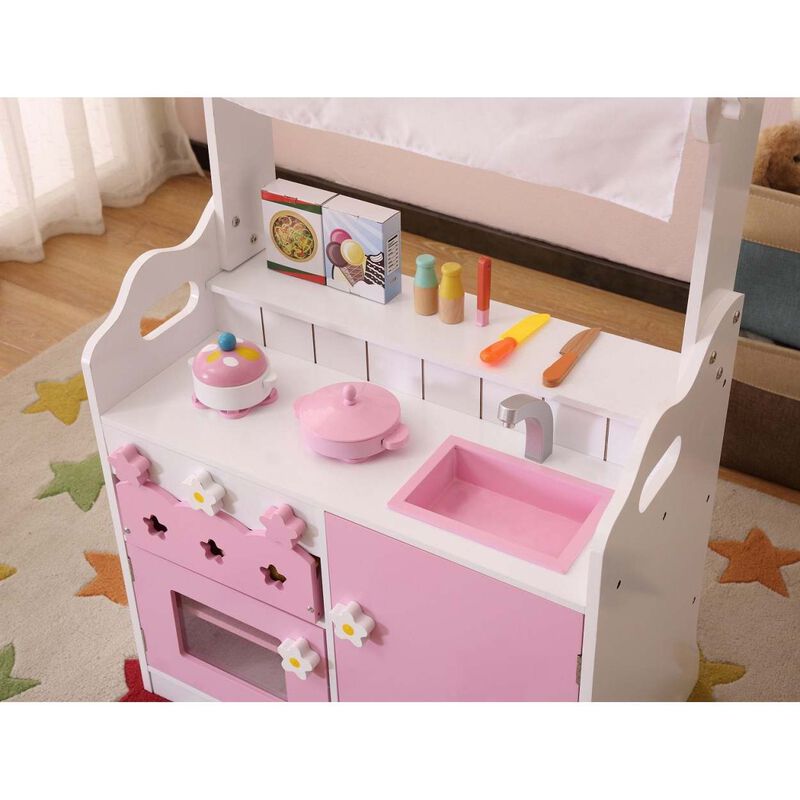 Streamdale Kids Funnel 2 In 1 Pink Pretend Kitchen And Market Stall