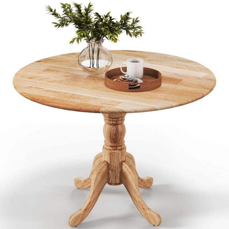 Hivvago Round Solid Wood Kitchen Dining Table in White Farmhouse Wooden Finish