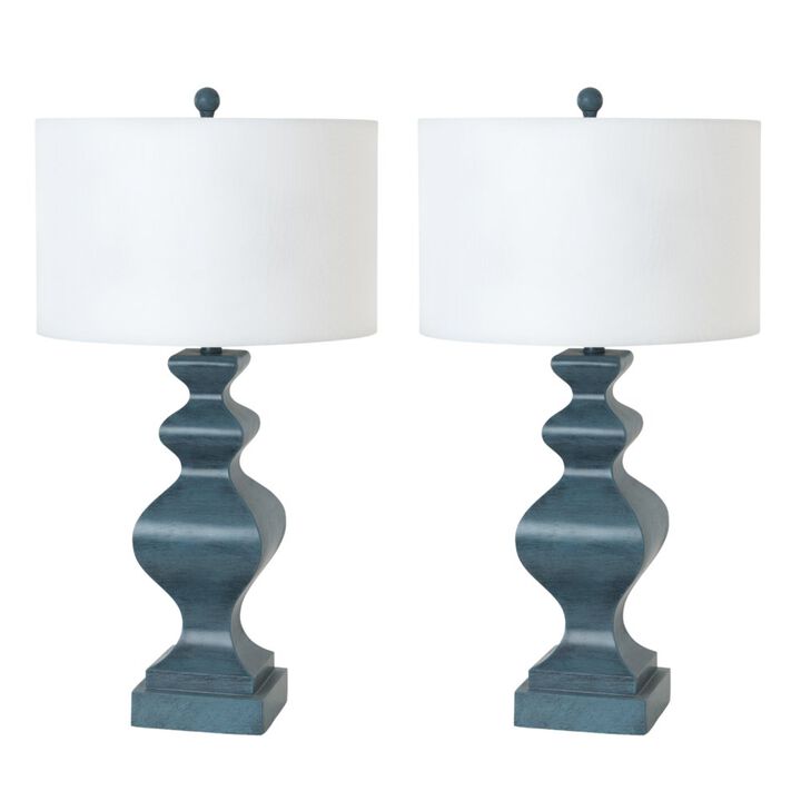 Lux Lighting Cyrus 32 Blue Polyresin Table lamp, (Set of 2)