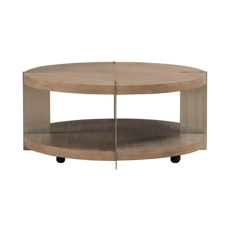 Liberty Furniture Harlow Living Room Round Cocktail Table  - Sandstone & Satin Nickel image number 2