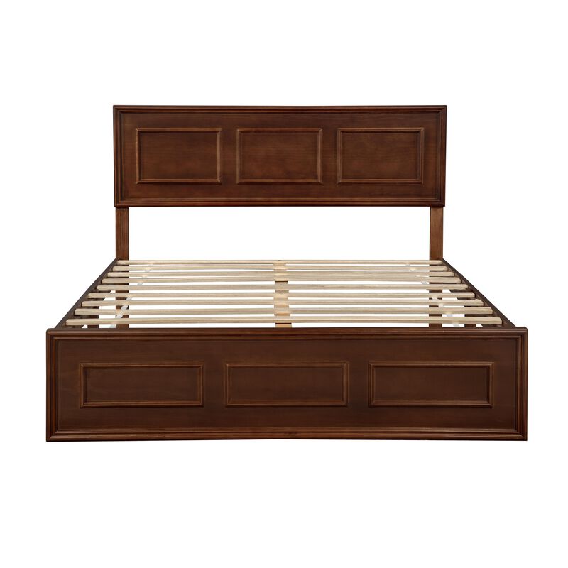 Pine Wood Farmhouse Platform Bed with Adjustable-Height Headboard image number 0