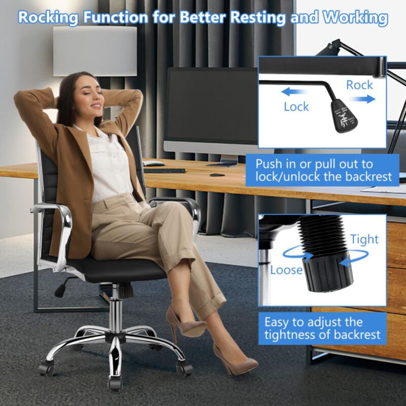 Hivvago High Back Ribbed Office Chair with Armrests