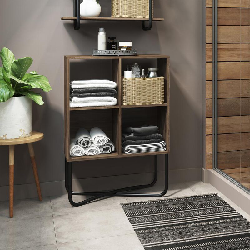 Techni Mobili Modern Geometric Bookcase, Walnut