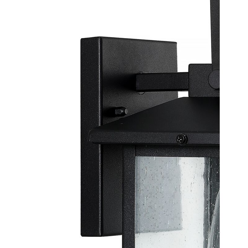 Bungalow 1-Light Iron/Seeded Glass Rustic Traditional Lantern LED Outdoor Sconce