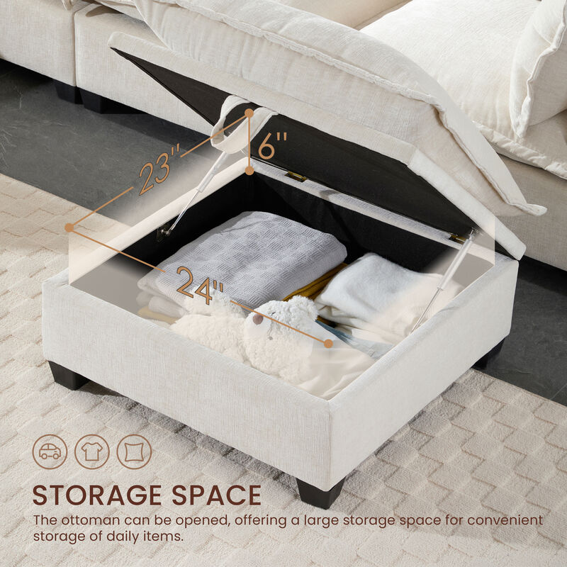 Merax Oversized Chenille Sectional Sofa with Movable Storage Ottoman image number 5