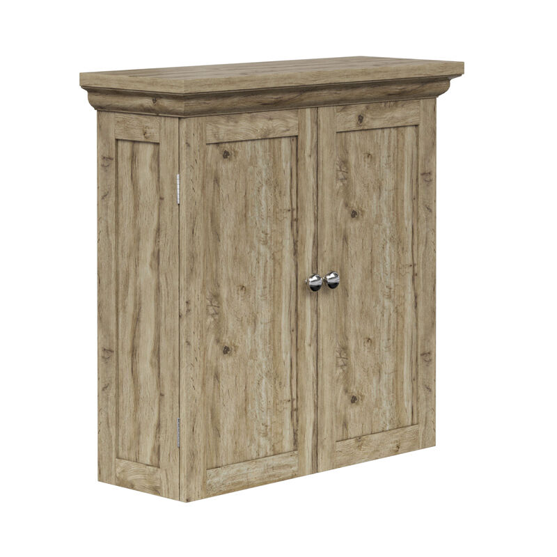 Teamson Home Stratford Removable Two-Door Wall Cabinet with Adjustable Shelves, Light Oak