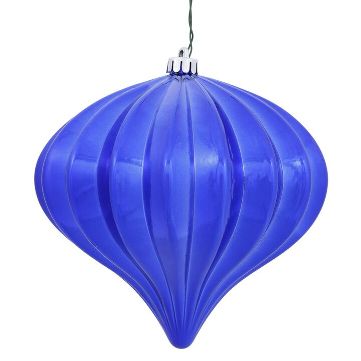 Vickerman 5.7" Cobalt Blue Shiny Onion Christmas Ornament, UV Treated, Set of 3