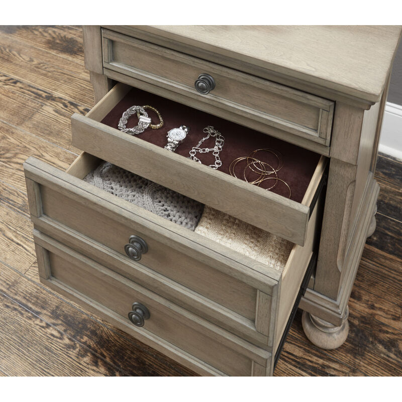 Streamdale Hidden Drawer Gray Finish Bedside Table