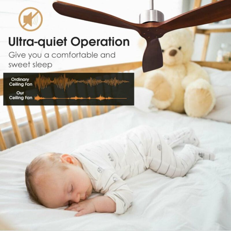 Hivvago 52 Inch Modern Ceiling Fan Indoor Outdoor Brushed Nickel Finish with Remote