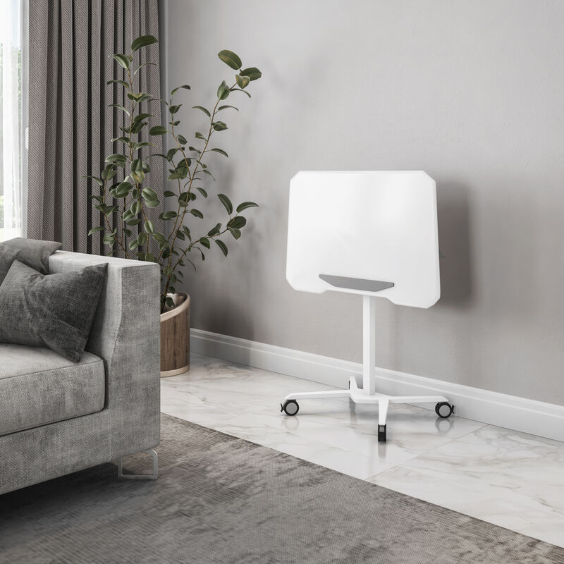 White Sit to Stand Mobile Laptop Computer Stand with Height Adjustable and Tiltable Table Top image number 7