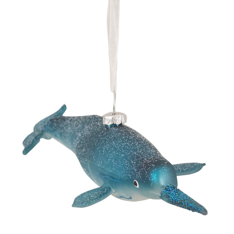 7.5" Blue Glass Pipefish Christmas Ornament
