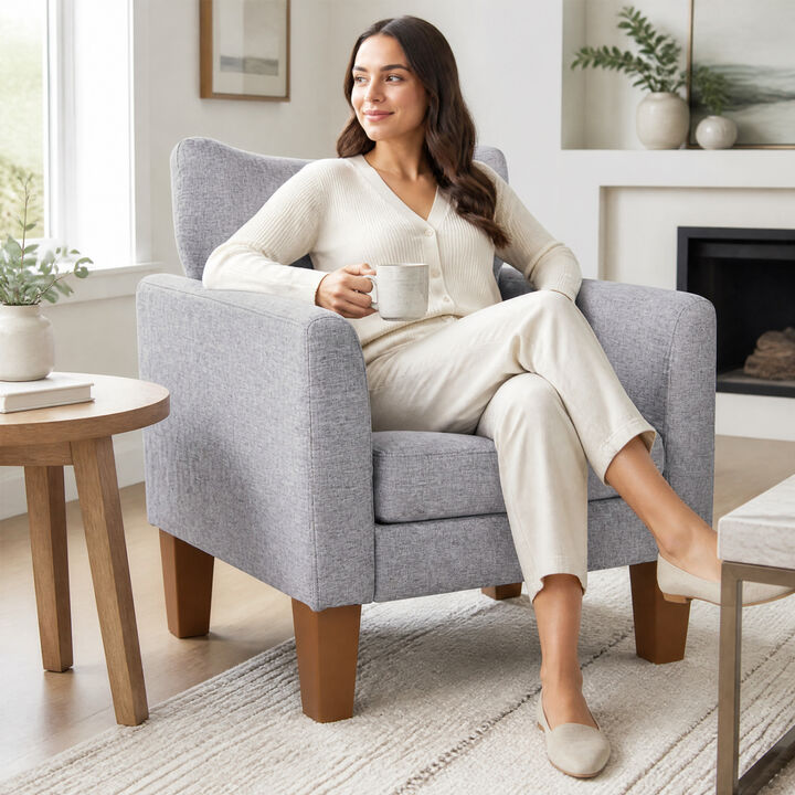 Upholstered Accent Chair with Removable Cushion and Pillow for Bedroom