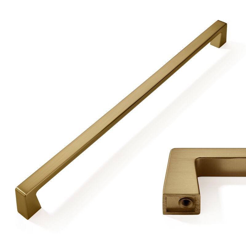 CABDM 2 Pack 12 inch Solid Brushed Gold/Brass Cabinet Handles Kitchen Hardware Drawers Bathroom Vanity Cabinet Door Handles