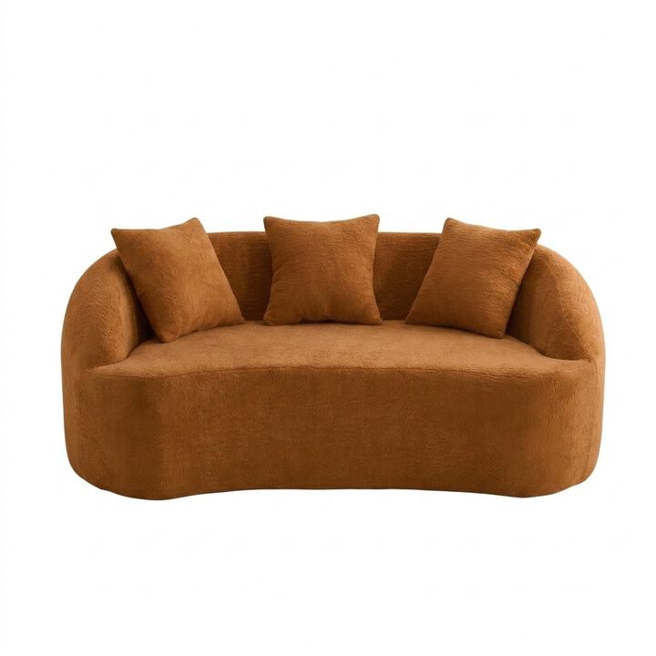 Whisen 65" Chenille Loveseat, 2-Seat Modular Sofa with 3 Pillows for Living Room, Apartment, Office