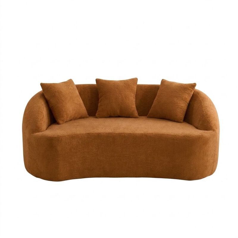 Whisen 65" Chenille Loveseat, 2-Seat Modular Sofa with 3 Pillows for Living Room, Apartment, Office image number 0