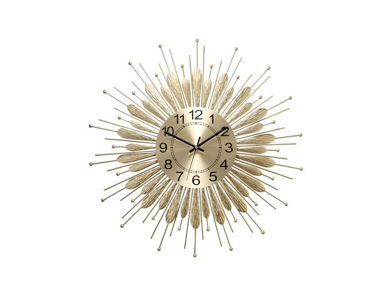 23" Gold Sunburst Wall Clock - Mid Century Battery Operated Decorative Home Art for Living Room & Kitchen image number 0