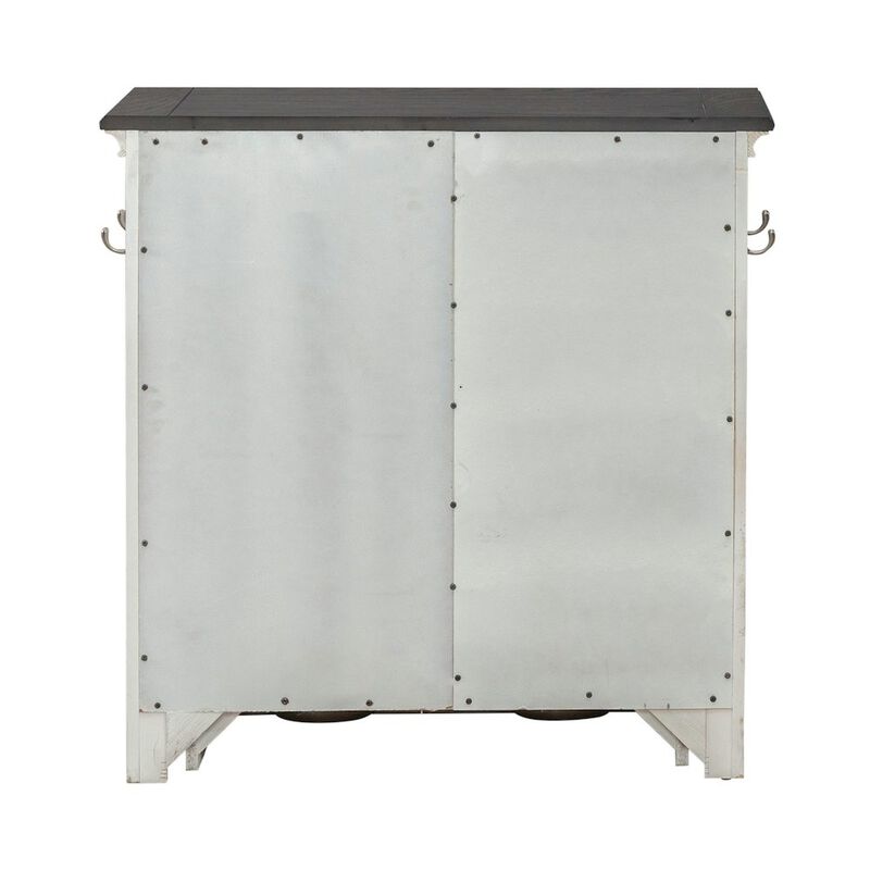 Liberty Furniture Cabinet Cottage Home Storage Pet Food Bowl Drawer - White w/ Charcoal Tops image number 4