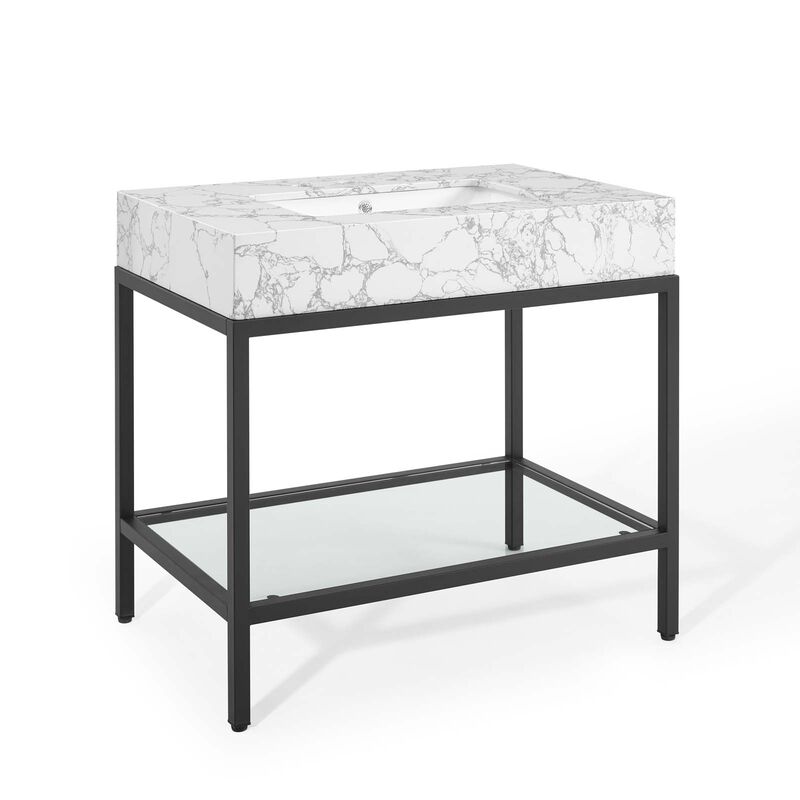 Kingsley 36" Black Stainless Steel Bathroom Vanity image number 3