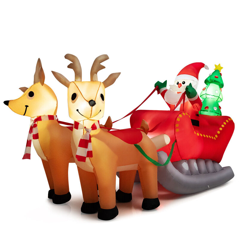 7.2 Feet Long Christmas Inflatable Santa Rides Sled with LED Lights image number 1