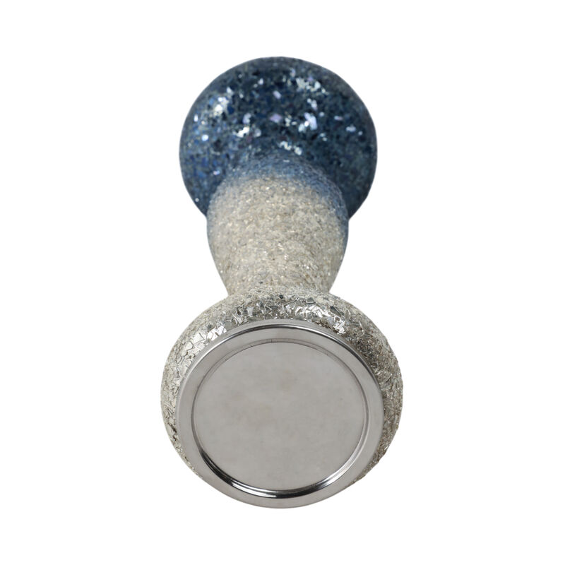 Silver Blue Crackled Candle image number 5