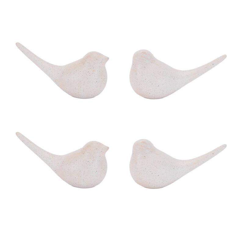 Set of 4 Ceramic Bird Figurines for Tabletop, Bookshelf, or Mantel Display.