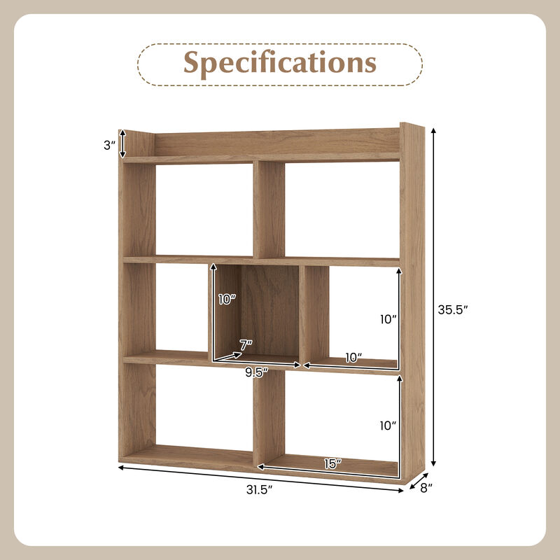 7-Cube Storage Bookshelf with Open Back Design and Anti-Tip Hardware